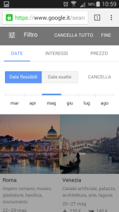 Google destinations- filtro data