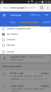 Google destinations - selezione voli