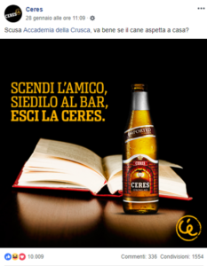 Ceres pubblicità su Facebook